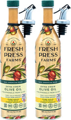 Fresh Press Farms Cold Pressed High Polyphenol Pure Gold Extra Virgin Olive Oil, 16.4 Fl Oz (Pack of 2), Georgia Grown, 100% American Made, Unrefined, Certified Whole30, Non-GMO, Keto, Paleo, Gluten Free, Packaging May Vary