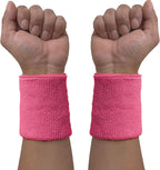 COUVER 4" Tall Wrist Sweatband - Plain Solid Color Soft Cotton Terry Cloth Sport Wristband 1 Pair