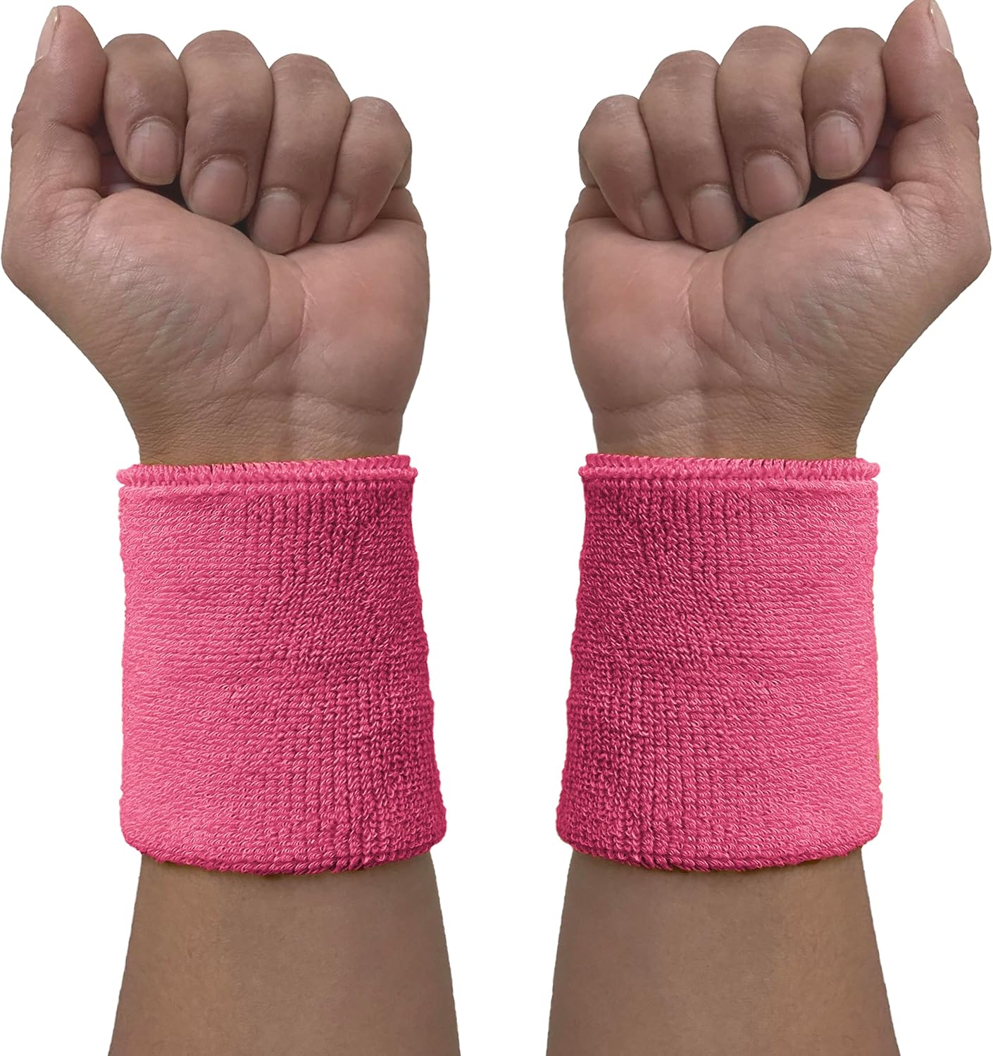 COUVER 4" Tall Wrist Sweatband - Plain Solid Color Soft Cotton Terry Cloth Sport Wristband 1 Pair