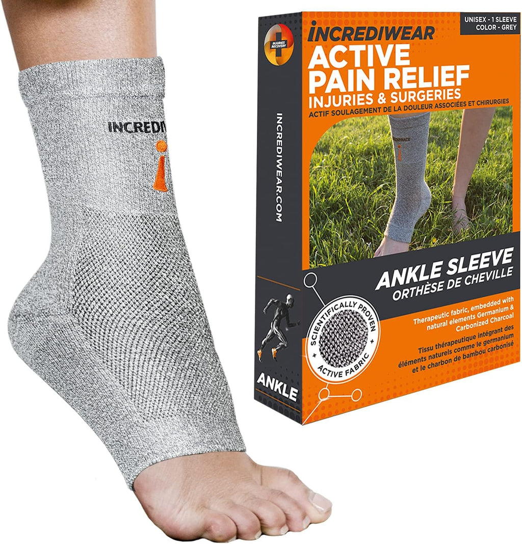 Incrediwear Ankle Sleeve – Ankle Brace for Joint Pain Relief, Sprained Ankle Support, Arthritis, Inflammation Relief, and Circulation, Ankle Support for Women and Men (Grey, X-Large)