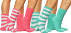 ARAD Premium Soft Warm Microfiber Fuzzy Socks-Multi Color- 4 Pairs - Striped Aqua, Striped Pink, Solid Aqua and Solid Pink