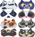 HYCLES Sleep Mask for Kids Sleeping Eye Cover Cute Cartoon Animal Funny 8 Pcs Blindfold Eyeshade for Men Women Plane Travel Game Nap Night Sleeping