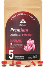 Zaffrus - Premium Saffron Powder for Cooking, Athletes, Specialty Drinks Fans - Pack of 5 (0.625 gr/ 0.022 oz)