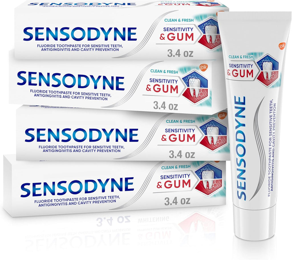 Sensodyne Sensitivity & Gum Sensitive Toothpaste for Gingivitis, Sensitive Teeth Treatment, Clean & Fresh - 3.4 oz (pack of 4)