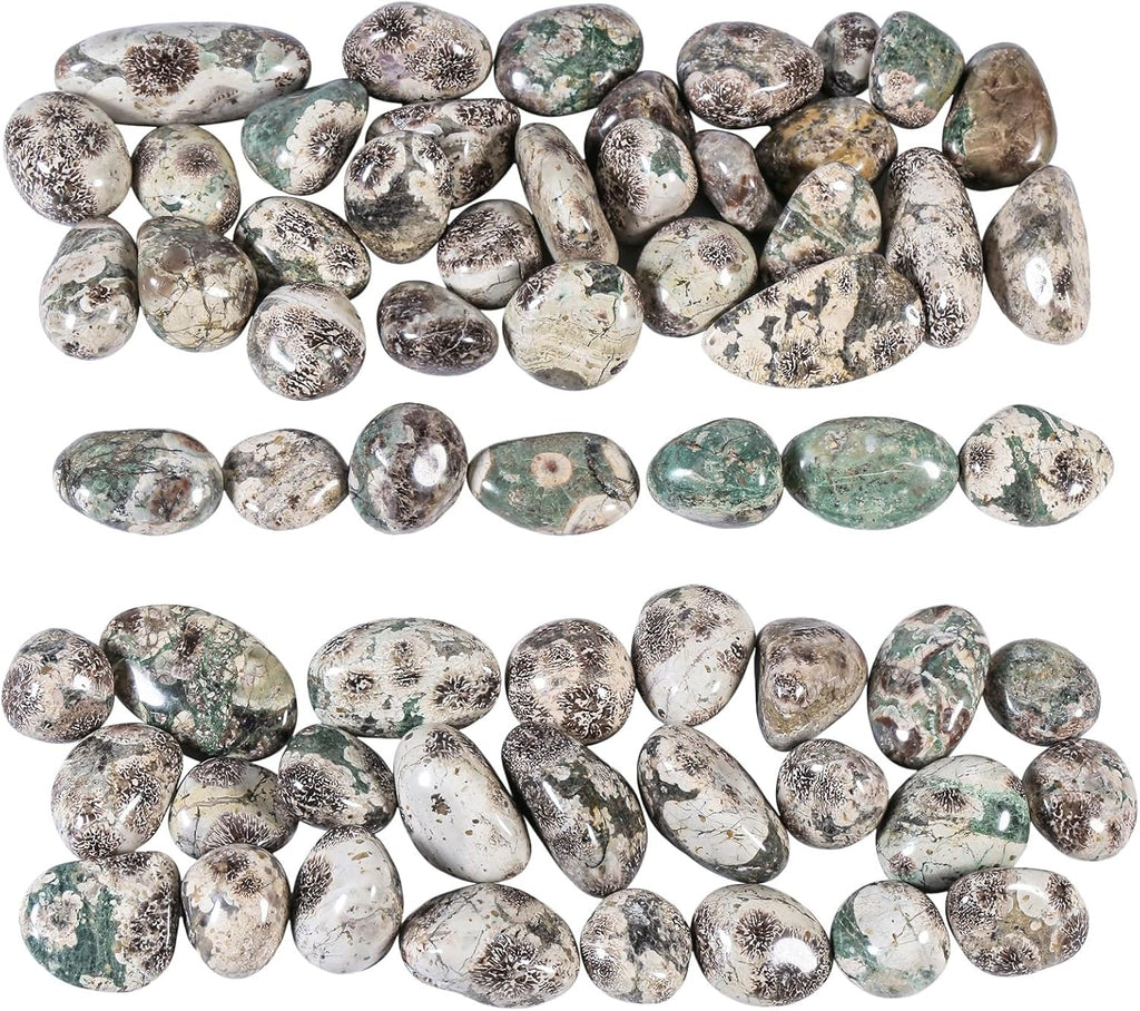Nupuyai 1lb(About 460g) Polished Tumbled Stones Irregular Crystals for Healling/Energy/Wicca Smooth Green Cherry Blossom Stones for Home/Gardden Decor 0.39"-1.18"