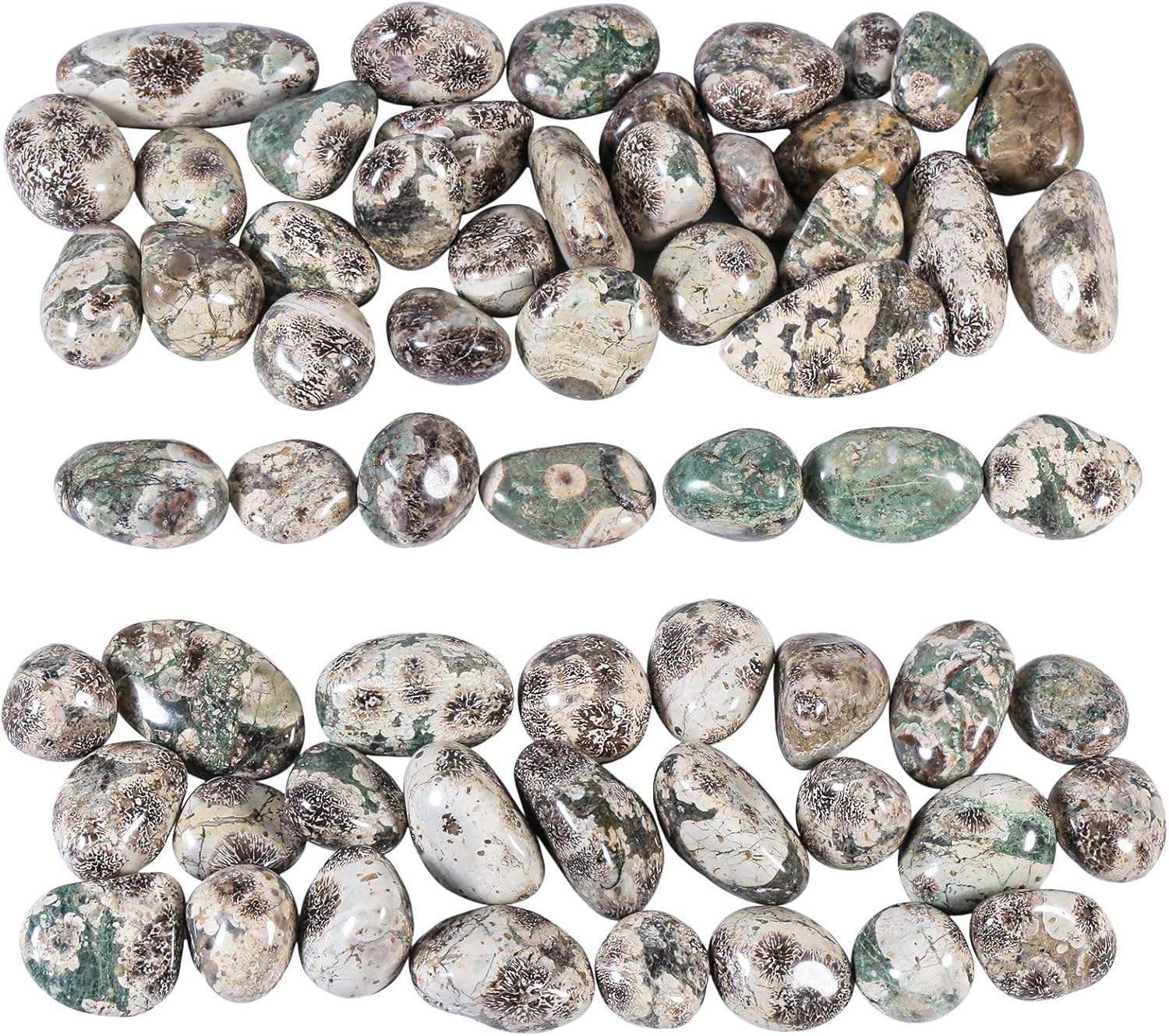 Nupuyai 1lb(About 460g) Polished Tumbled Stones Irregular Crystals for Healling/Energy/Wicca Smooth Green Cherry Blossom Stones for Home/Gardden Decor 0.39"-1.18"