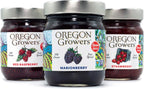 Oregon Growers, Marionberry Jam, Strawberry Jam, & Red Raspberry Jam Variety Pack - Marionberry Preserves, Strawberry Preserves, Red Raspberry Preserves, Organic Jelly - 12 Oz Each (Pack of 3)