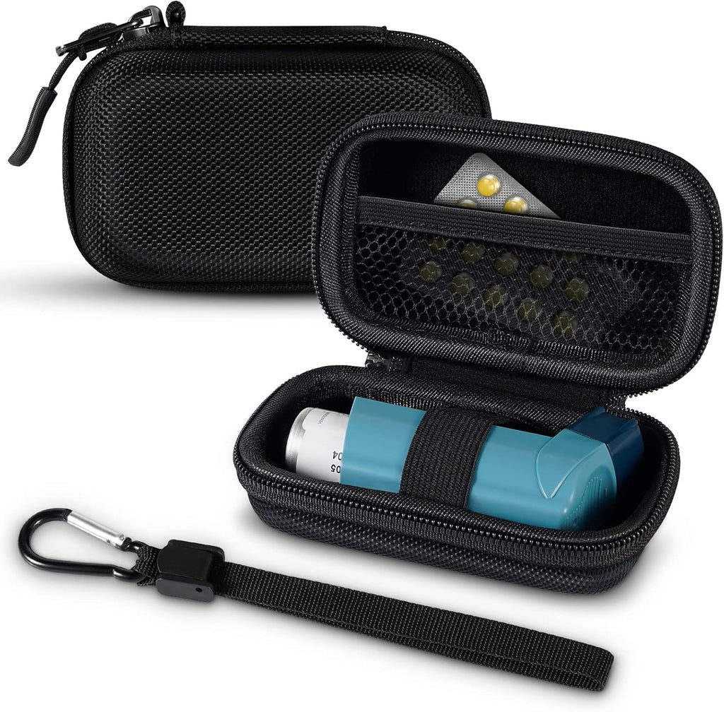 MEDMAX Inhaler Case, Hard Shell Protective Travel Carrying Case, Fits Standard Rescue & New Albuterol Inhaler Devices Up to 4 Inches, Device Not Included, Black