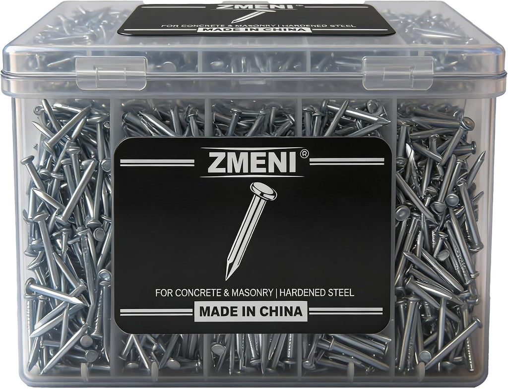 ¾ Concrete Nails – High Strength Masonry Nails (780 PCS) – Galvanized for Hanging Pictures, Frames, Shelves on Brick, Cement, Wood – Heavy Duty & Bend Resistant