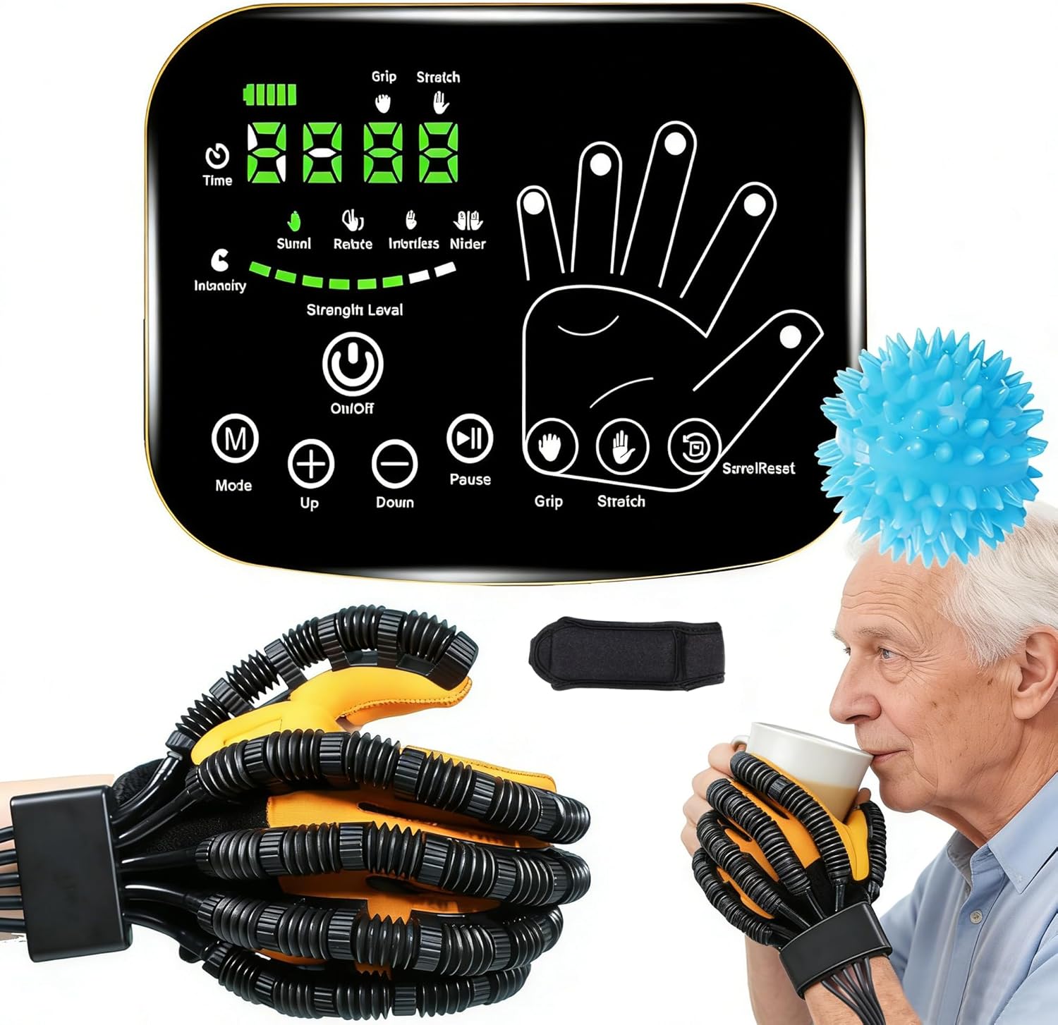 7th Generation Rehabilitation Robot Gloves,Renew Robotic Glove for Stroke Rehab, Hand Therapy Glove, Stroke Recovery Equipment for Hemiplegia Physical Weakness,4 Training Modes