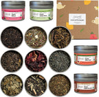 Heavenly Tea Leaves Organic 9 Flavor Variety Pack, Loose Leaf Tea Sampler Gift Set (Approx. 90 Cups) | Assorted Green Black White Herbal Teas, Premium Whole Leaf Collection, Gourmet Box for Tea Lovers | Sampler, Great Iced or Hot, High to No Caffeine