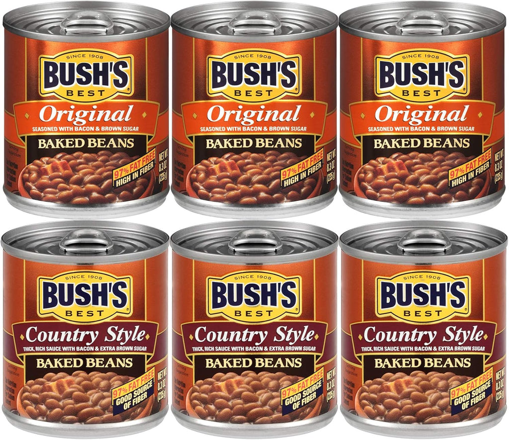 Bush's Best 3 Original Baked Beans, 3 Country Style Baked Beans, 8.3 Oz Variety Pack, 1 CT