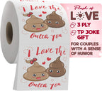 Romantic Toilet Paper Roll by Gagster - 3 Ply Funny Novelty Gag TP - 200 Sheets Per Roll For Birthday Valentine's Day and Anniversary Gag Gift Printed on Every Sheet - I Love the "Stuffing" Outta You