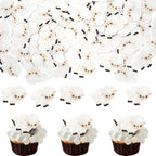 60 Pack Edible Sheep Cupcake Toppers Farm Animals Theme Cupcake Picks Water Paper Sheep Farm Animal Decorations for Baby Shower Kids Boys Girls Birthday Baby Shower Party Supplies