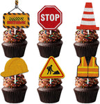 18pcs Gold Glitter Dessert Cupcake Topper Pick for Construction Tool Worker Theme Decor Supplies Men Women Kids Happy Birthday Party Decorations