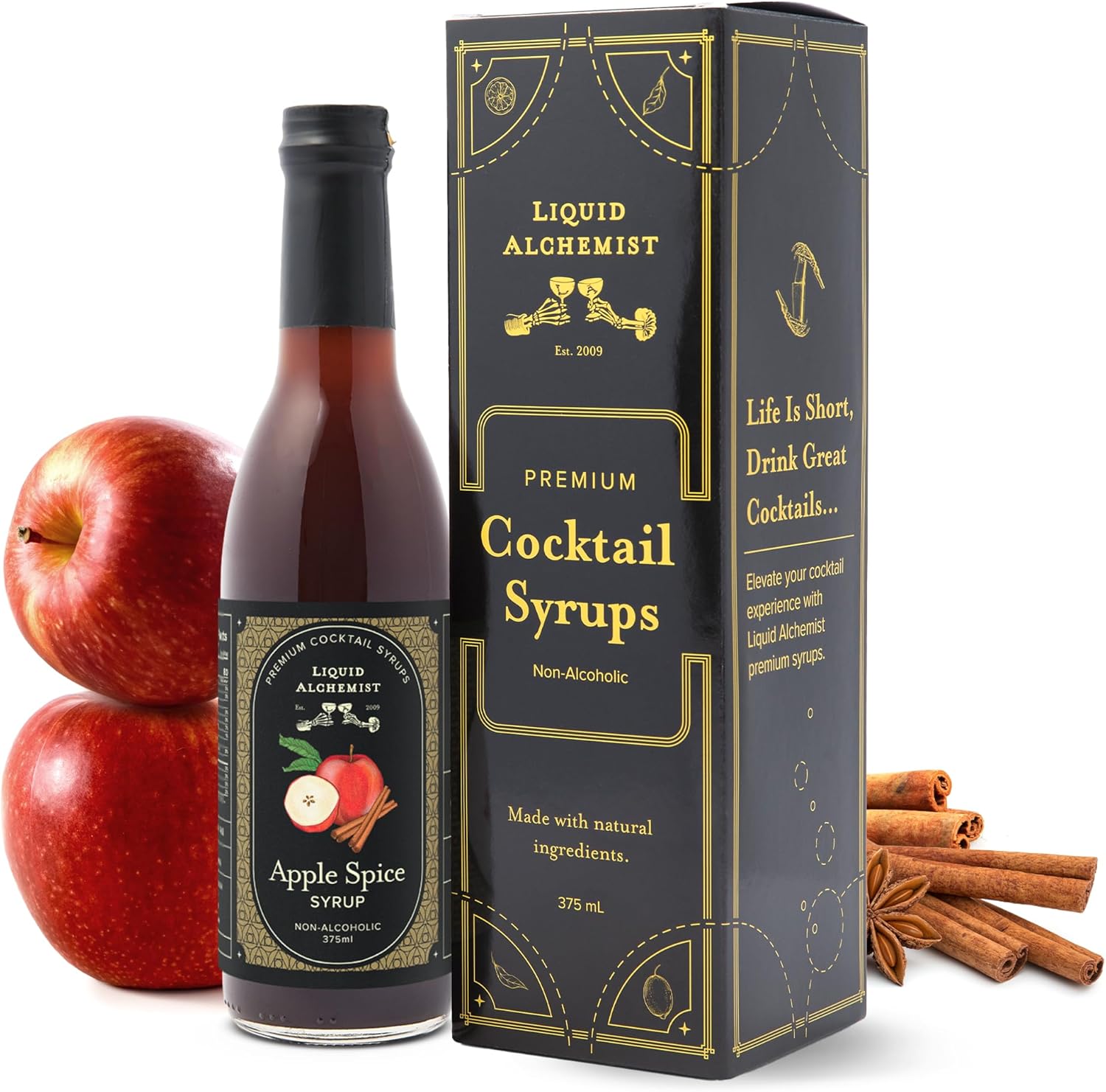 Liquid Alchemist Apple Spice Syrup for Cocktails - Real Ingredients Make our Apple Syrup for Drinks Perfect for a Fall Themed Old Fashioned Mix (12.7 oz)