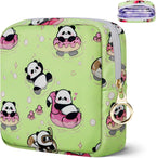 Likesing Tampon Holder for Purse, Canvas Period Bag Sanitary Napkin Storage Bag for Girls Womens, Portable Feminine Emergency Pad Period Pouch(Swimming Panda)