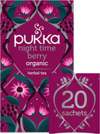 Pukka Organic Night Time Berry Herbal Tea with Chamomile, Echinacea, and Elderberry, Caffeine Free, 20 Total Tea Bags