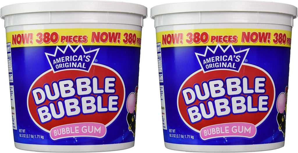 Dubble Bubble Tub, Original Flavor, 380-Count, 60.3 Oz(3.7 lb) (Pack of 2)