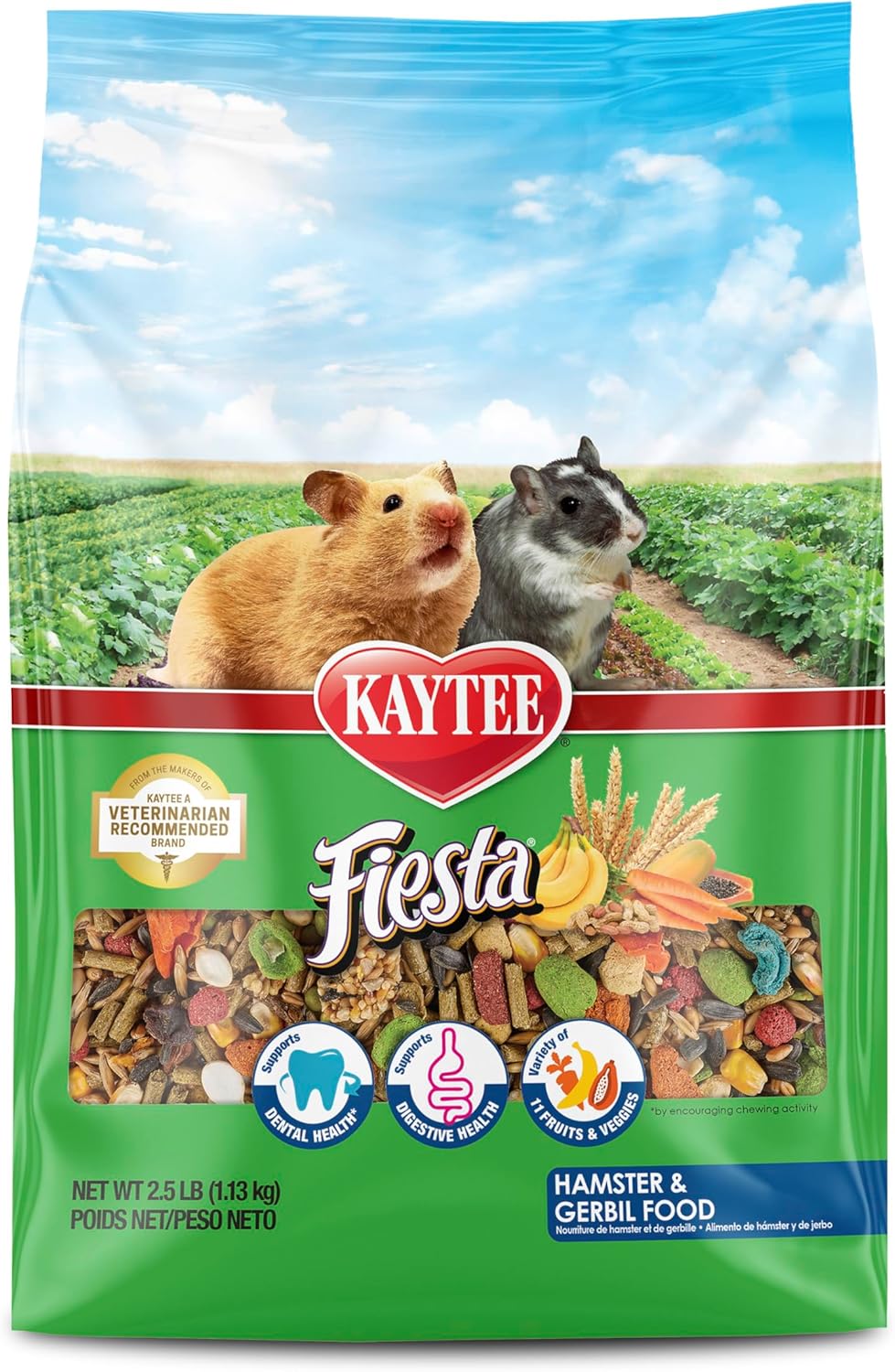 Kaytee Fiesta Hamster & Gerbil Food, Nutritious and Fun Blend, Supports Dental Health and Digestion, 2.5 pounds