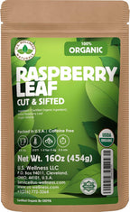 Raspberry Leaf Tea - 16Oz (REAL WILD HARVEST) | 100% USDA Certified ORGANIC | Loose Leaf (Rubus idaeus aka Wild Raspberry Leaves) Cut & Sifted