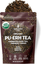 Organic Pu-erh Tea Loose Leaf 16oz Bulk | 100% USDA Organic Aged Fermented Chinese Dark Tea | Premium Full Leaf Pu’er | Earthy & Smooth | Supports Digestion, Gut Health & Metabolism | High Antioxidants | Hot or Iced | Non-GMO