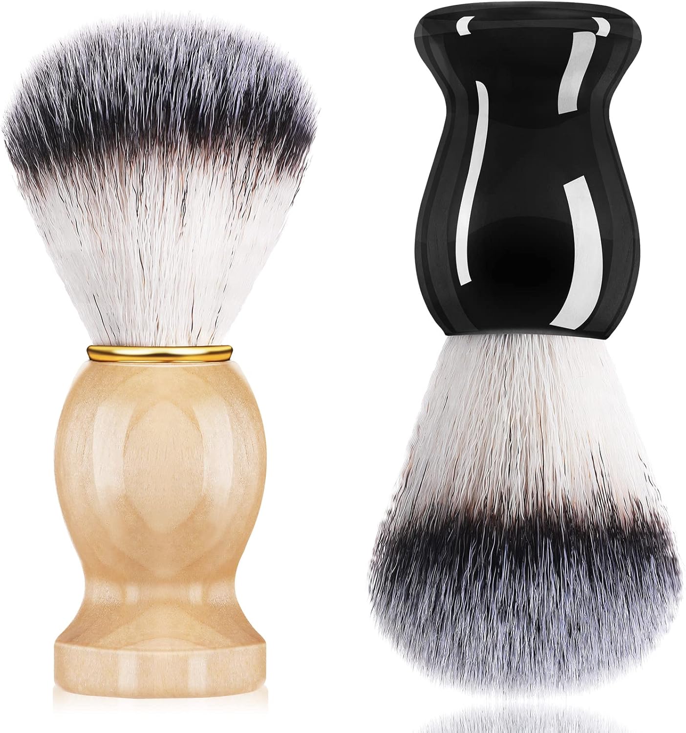 2 Pack Men Shaving Brush, Soap Synthetic Hair Tool & wet Shave Using Cream with Hard Wood Handle Synthetic Travel Paint Brush for Men Valentine Gifts Hair Salon Tool Home(Brown, Black,stylish)