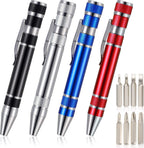 Mudder Pen Screwdriver Gifts Multitool Handy Tool 8 in 1 Magnetic Pocket Screwdriver Precision Function for Mini Gadgets(4 Pieces)
