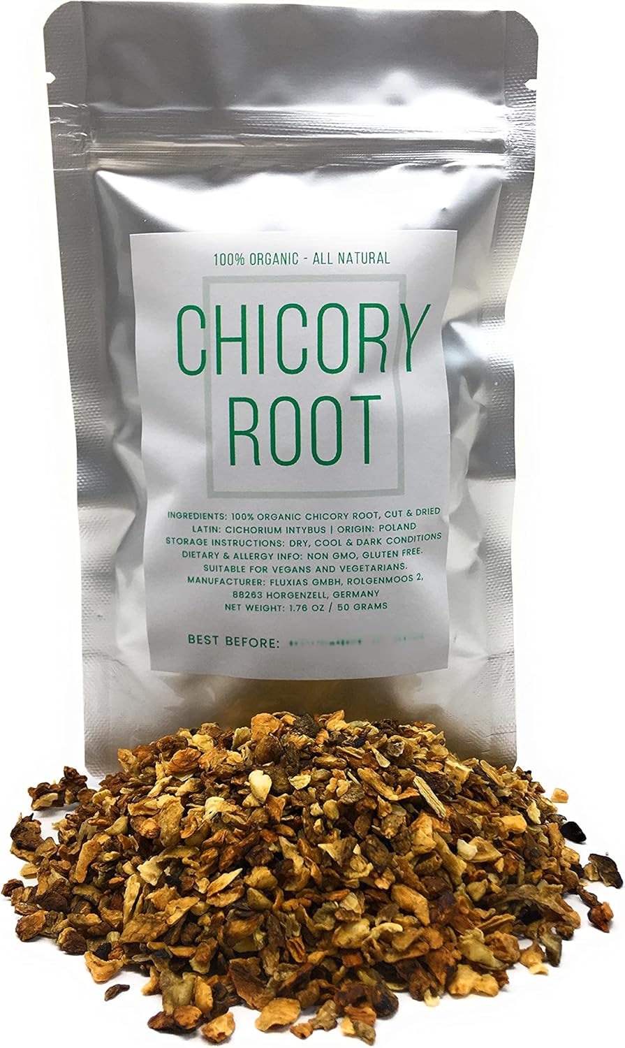 100% Raw Chicory Root, Non Roasted for More Flavor - Cut & Dried Cichorium Intybus - Net Weight: 1.76oz/50g - All Natural