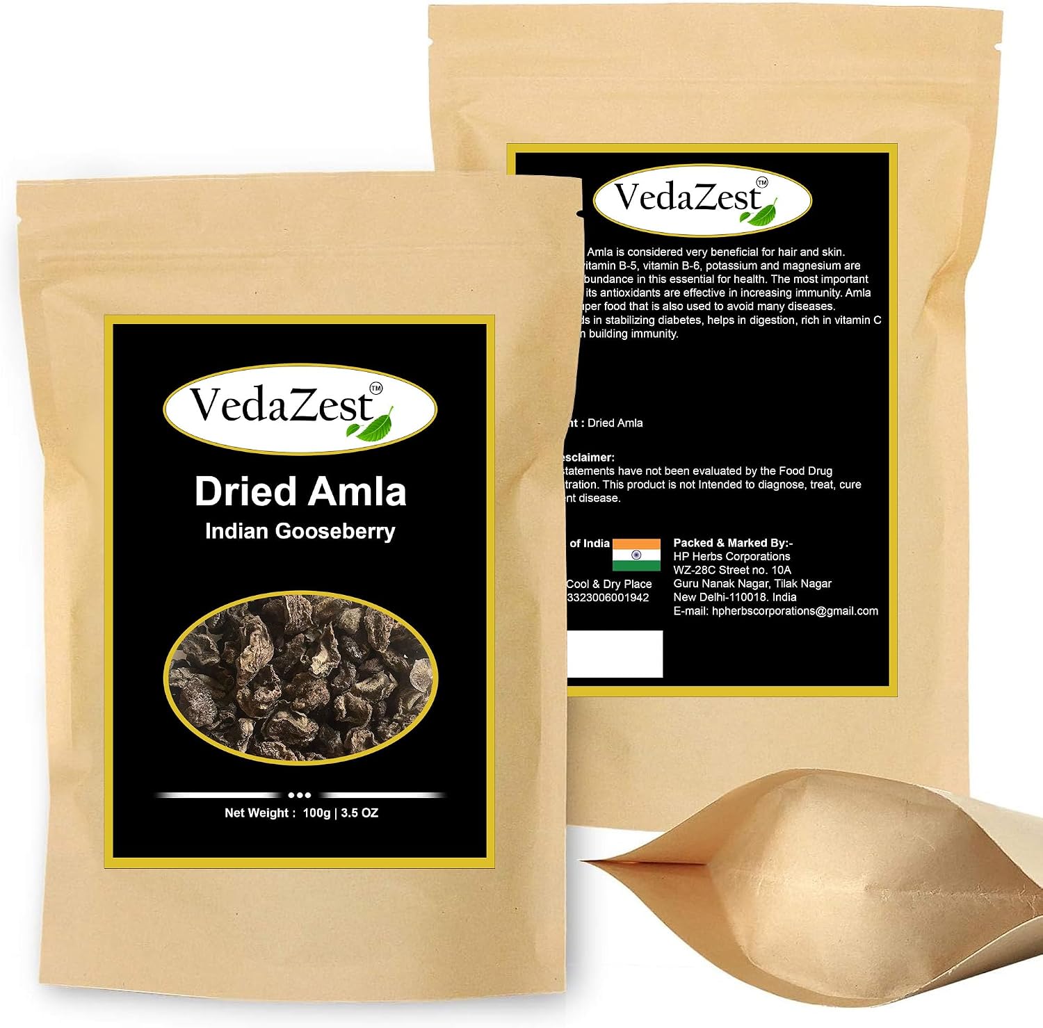 Organics Dried Amla/Indian Gooseberry/Amalaki for Tea, Drink, Hair Pack and More -100 Gram / 3.5 Ounce