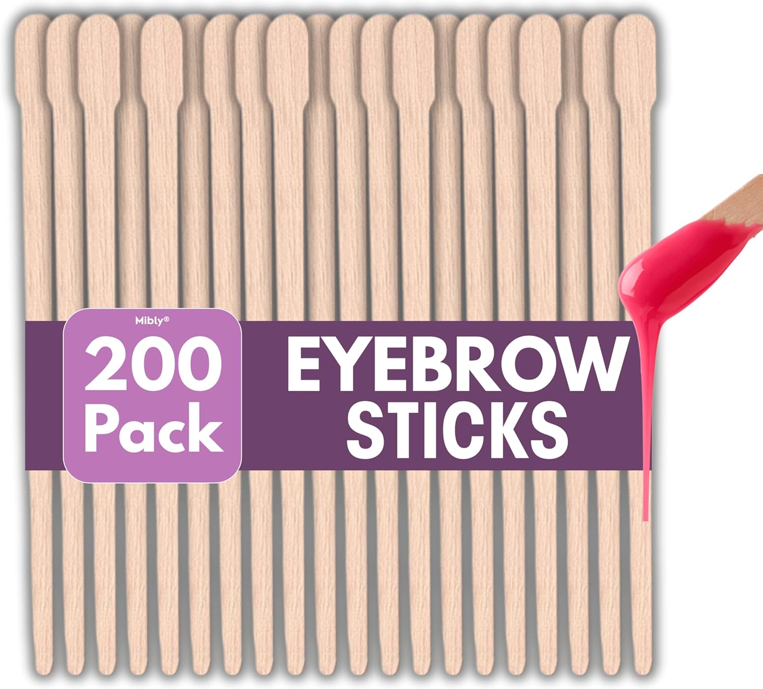 Mibly 200 Pcs Wooden Wax Sticks - Eyebrow, Lip, Nose Small Waxing Applicator Sticks for Hair Removal and Smooth Skin - Spa and Home Usage