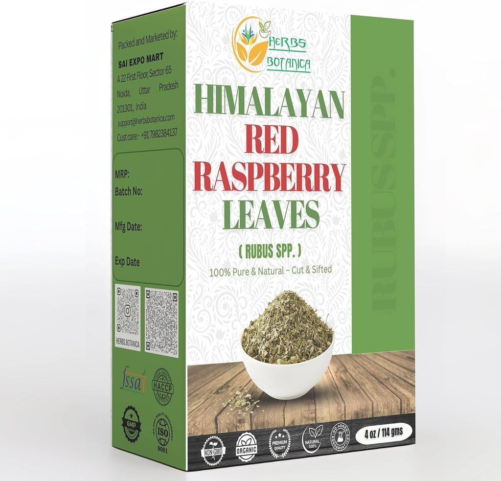 Herbs Botanica Himalayan Raspberry Leaf Premium Dried Red Raspberry Leaves for Herbal Tea, Infusions & DIY Blends Cut & Sifted Rasberry Leaf Tea 4 oz Resealable Pack