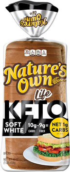 Nature's Own Life Keto Soft White Bread, Net 1 Carb Sliced White Keto Bread, 16 oz Loaf