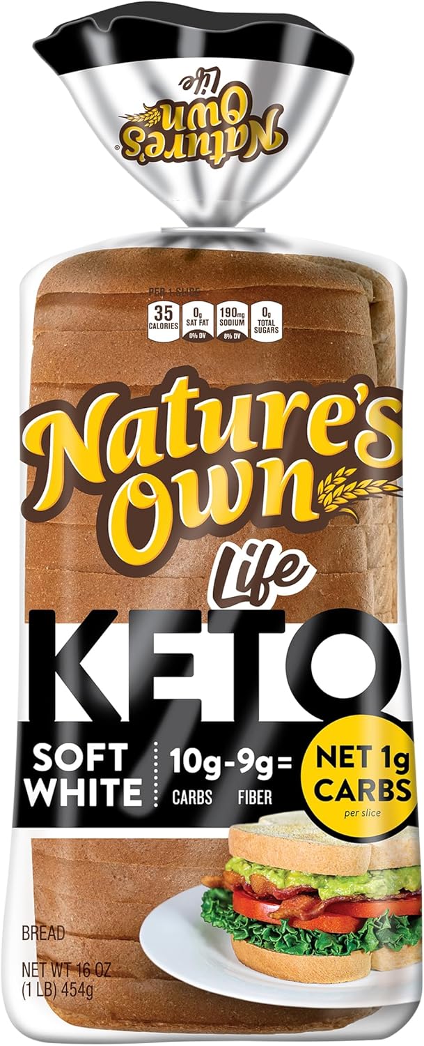 Nature's Own Life Keto Soft White Bread, Net 1 Carb Sliced White Keto Bread, 16 oz Loaf