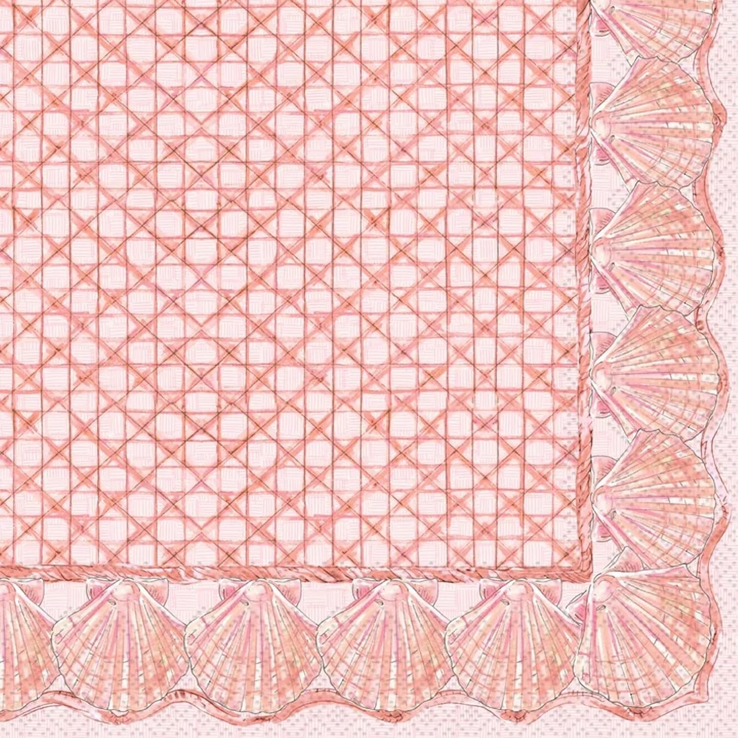 IHR Ideal Home Range Lunch Napkins Disposable 3-Ply Paper Party Supplies, 6.5" x 6.5", Coral Shells, 20-Count