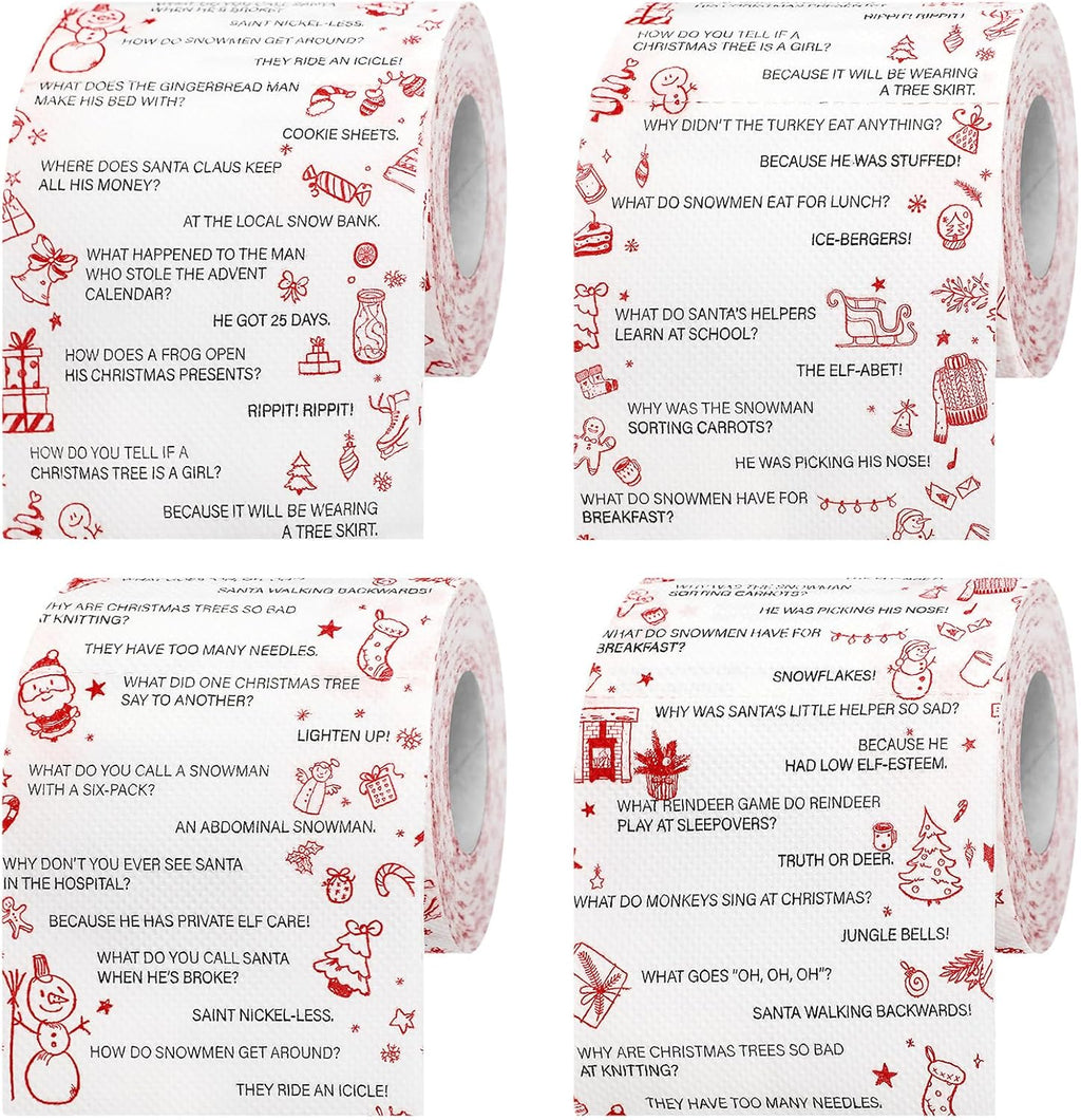Fullhawl 6 Pcs Christmas Joke Toilet Paper Roll Funny Christmas Toilet Paper Roll Holiday Novelty Toilet Paper Xmas Bathroom Tissue Paper Decoration Christmas Funny Gag Gifts