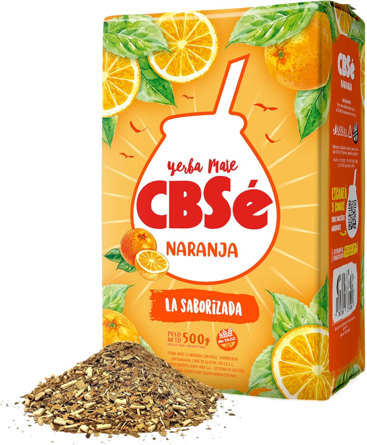 CBSé Yerba Mate Orange Flavor – Loose Leaf Yerba Mate Tea, Naturally Caffeinated, Gluten-Free - 1.1 Lbs- 500 Gr.
