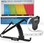 MEDca Body Fat Caliper and Measuring Tape for Body - Skinfold Calipers and Body Fat Tape Measure Tool for Accurately Measuring BMI Skin Fold Fitness and Weight-Loss, (Black)