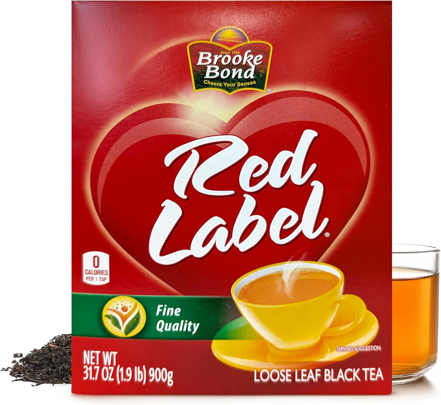 Brooke Bond Red Label Black Tea | Premium Quality | Loose Leaf Tea | Suitable for Indian Chai & Milk | Aromatic & Refreshing Flavor | 900 Grams (Pack of 1)