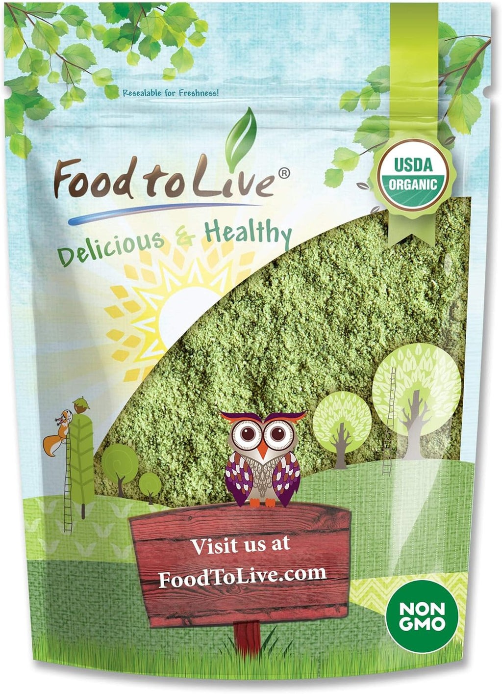 Organic Barley Grass Powder, 1 Pound – Non-GMO, Finely Ground Whole Dried Young Leaves, Pure, Kosher, Vegan, Bulk. Good Source of Fiber, Protein. Great for Juices, Smoothies, Shakes, Yogurts.