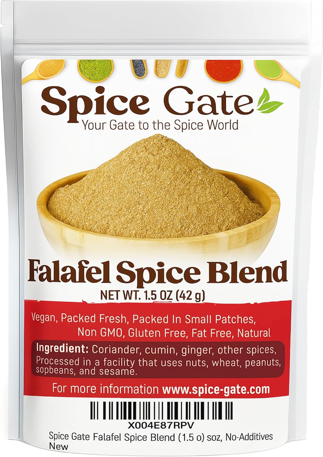 Spice Gate Falafel Spice Blend (1.5 oz) Flaverful, Vegan, No Colors, No-Additives,