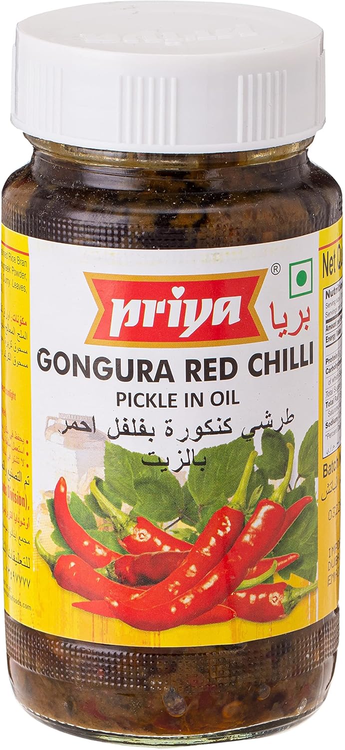 Priya, Gongura Red Chilli Pickle (Hibiscus Cannabinus) Pickle, 300 Grams(gm)