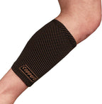 Copper D Copper Compression Calf Sleeve - Rayon from Bamboo Charcoal Copper Infused Calf Support Brace - Size Large - Extra Large - Black Copper Dots - 1 Pack
