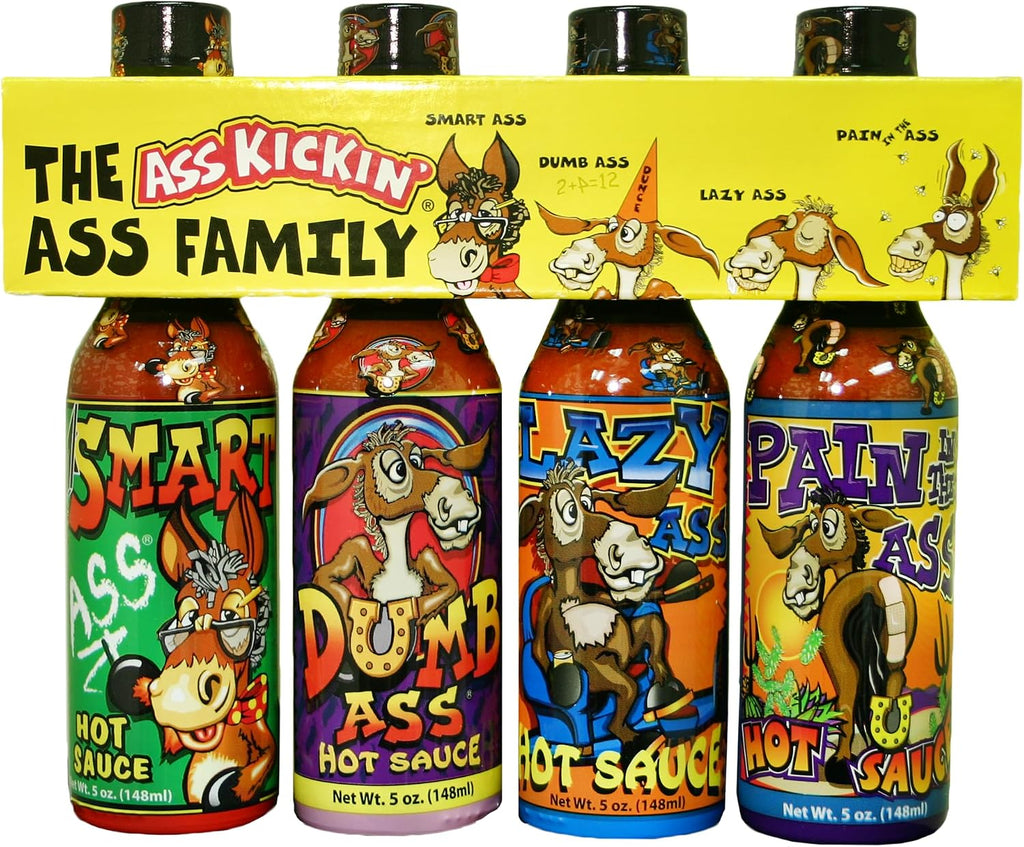 KICKIN' Family Hot Sauce Gourmet Gift Set – 5oz. 4 Pack - Try if you dare! – Perfect Ultimate Gourmet Gift for the Hot Sauce Fan