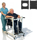 Patient Lift Transfer Chair, Hydraulic Alloy Transfer Chair for Seniors, Foldable & Portable with 32"–40" Lift Range, 300 lb Capacity, Dual Cushions for Toilet, Bed, Sofa, Wheelchair, and Car Use