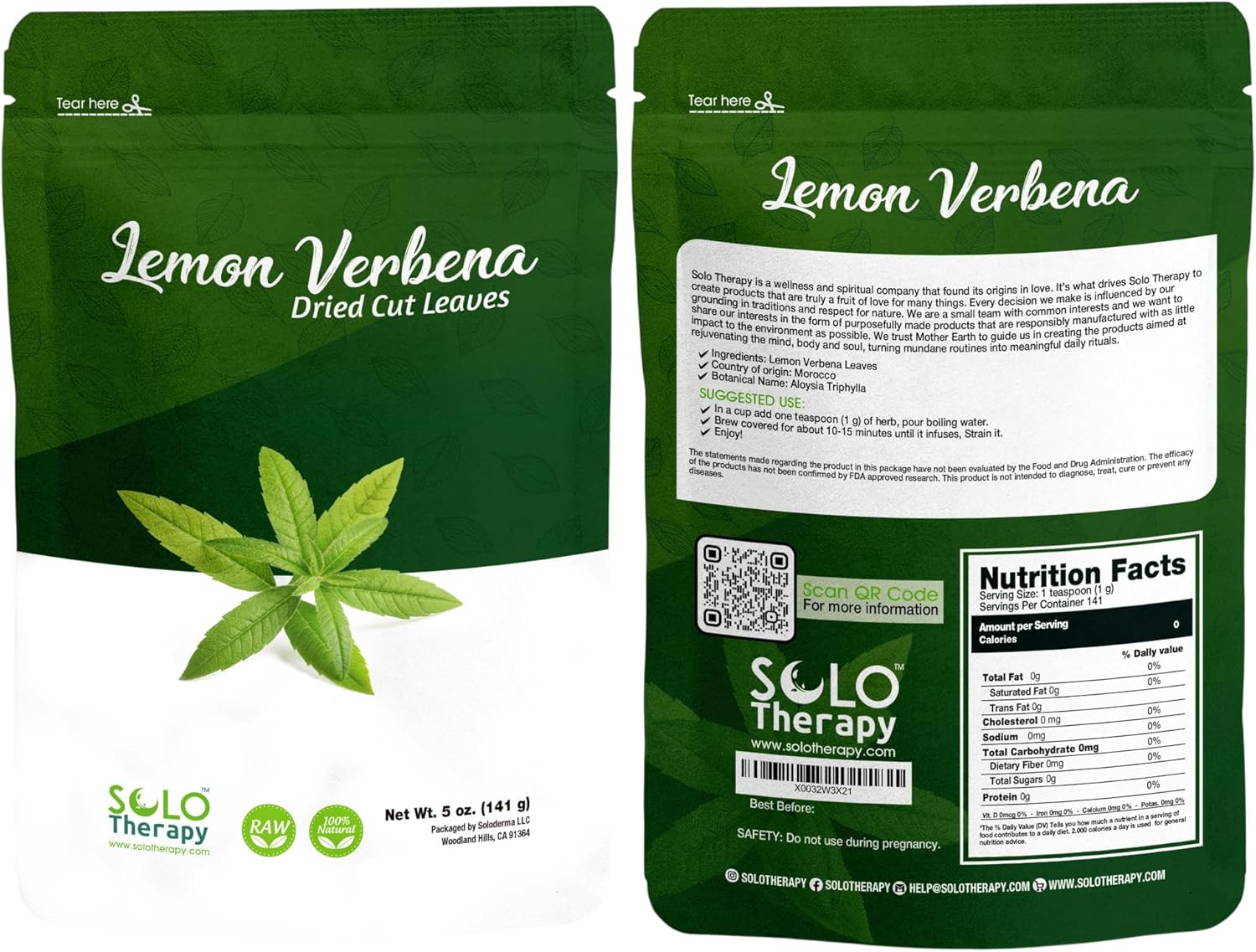 Lemon Verbena 5 oz (Aloysia Citrodora) Dried Cut Leaves, 100% Pure and Natural, Product From Egypt, Packaged in the USA (5 oz)