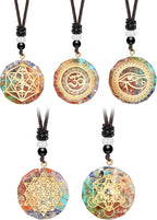 MTLEE 5-Piece Chakra Necklace Set: Orgonite Crystal Pendants, Healing Energy, Unisex-Adults, Elegant, 1.38 Inches