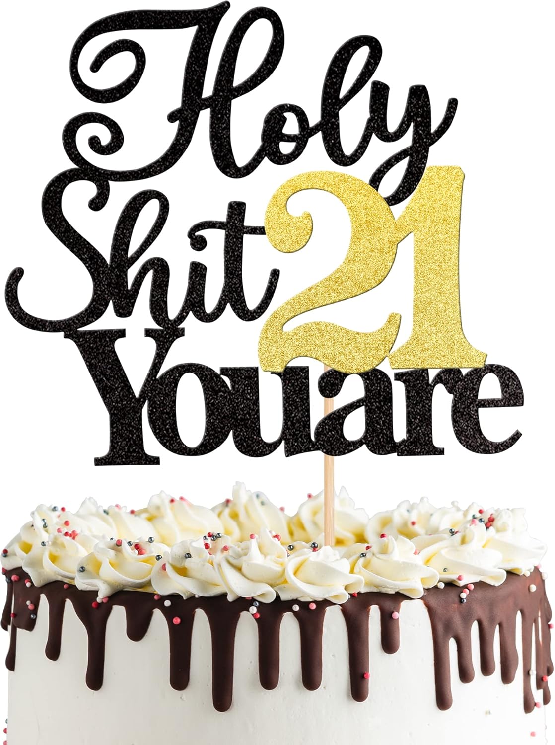 1 PCS Happy 21st Birthday Cake Topper Glitter 21 Fabulous Twenty One Cheers to 21 Years Cake Pick for Funny Happy 21st Birthday Party Cake Decorations Supplies