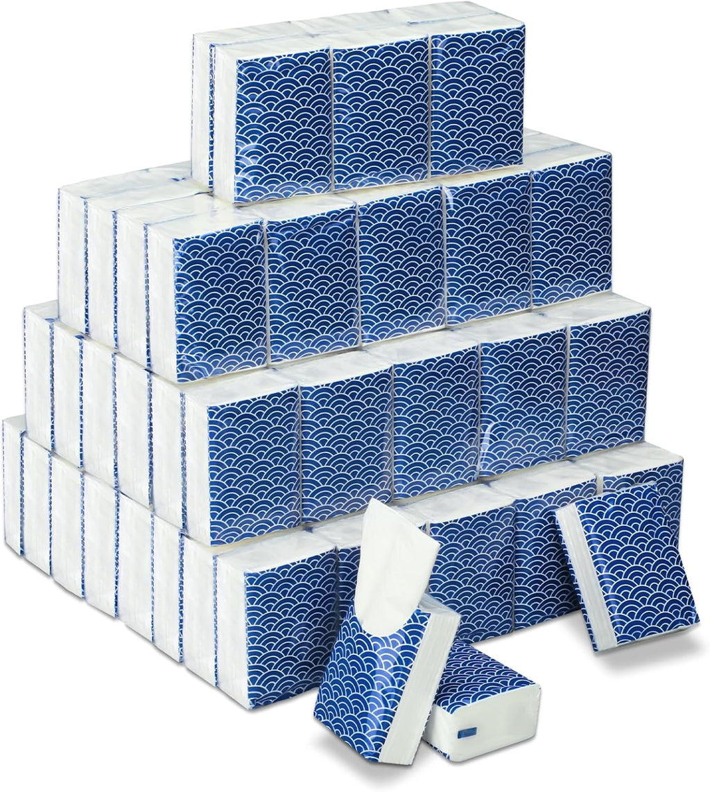 Therwen 100 Pack Pocket Tissues Travel Packs Bulk 1000 Sheet Mini Tissues Bulk 3 Ply Small Travel Size Paper Individual Pocket Size (Cool)