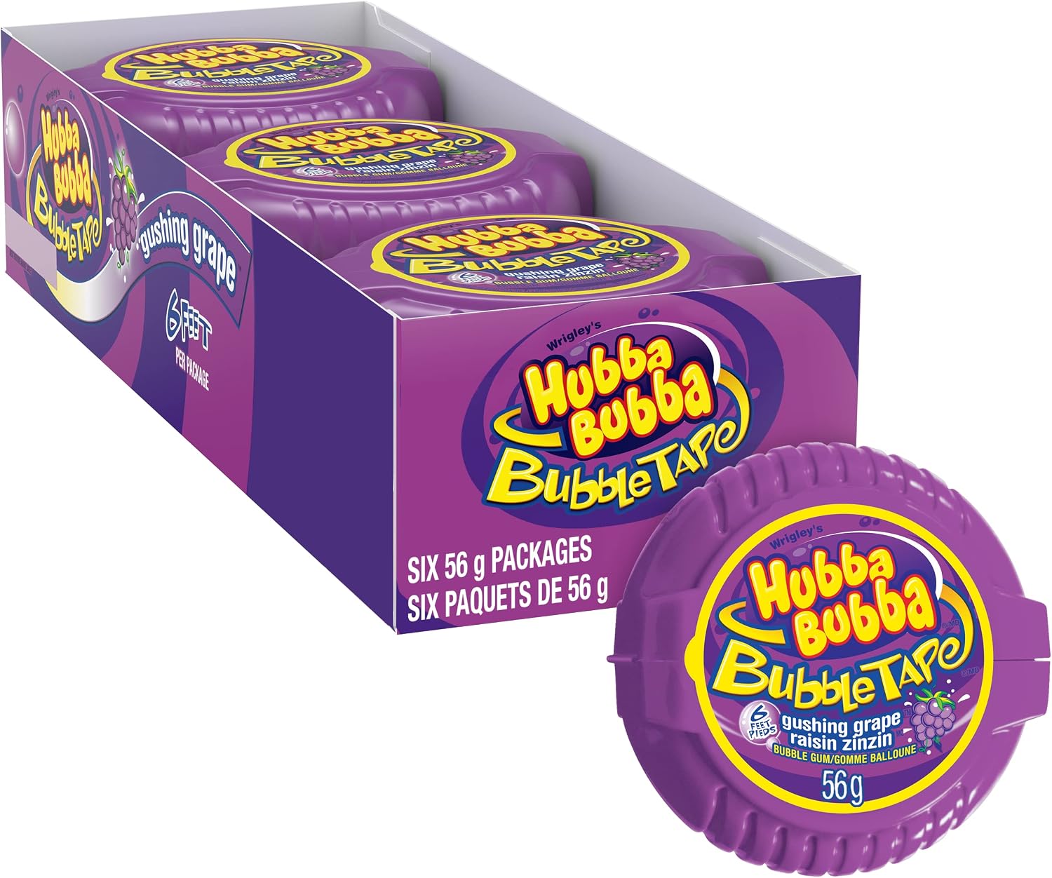 Hubba Bubba Bubble Tape, Gushing Grape, 1.97 Ounce (Pack of 12)